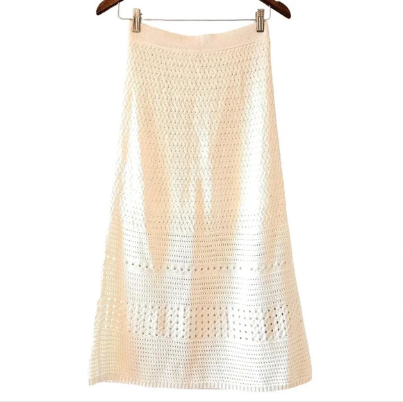 Aritzia Wilfred Heirloom Crochet Knee Length White Women's Midi Skirt Sz Small - Picture 6 of 16